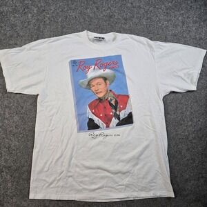 Vintage Roy Rogers Shirt Mens Large White 90s Artwear Cowboy Comics Western USA